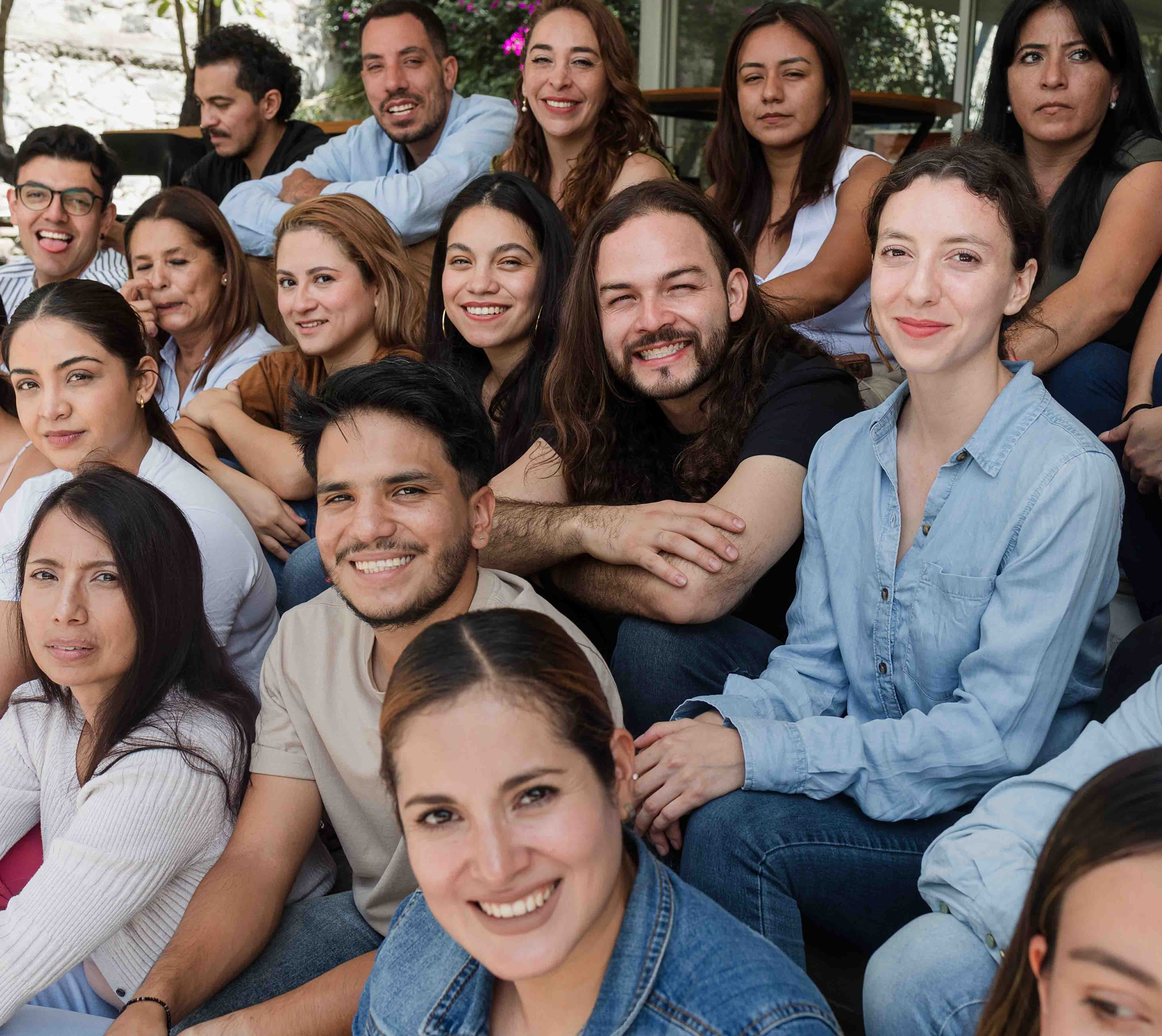 Diverse group of latin people friends in social meeting gathering in Mexico Latin America, hispanic crowd large group of people